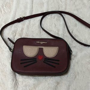 Karl Lagerfeld Maybelle cat crossbody purse - maroon